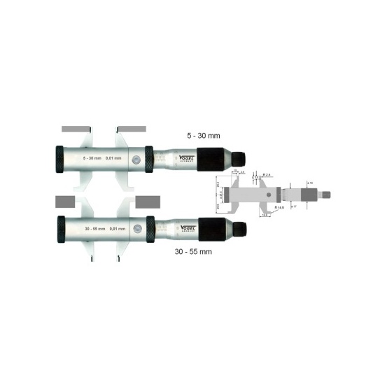 Нутромер Vogel микрометрический двусторонний